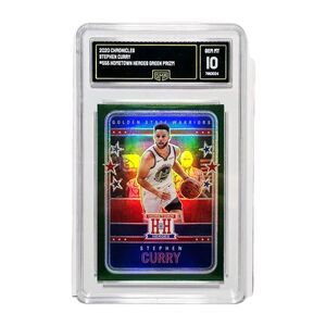 Steph Curry Panini Chronicles GEM MINT 10 Hometown Heroes Green Prizm #555 2021